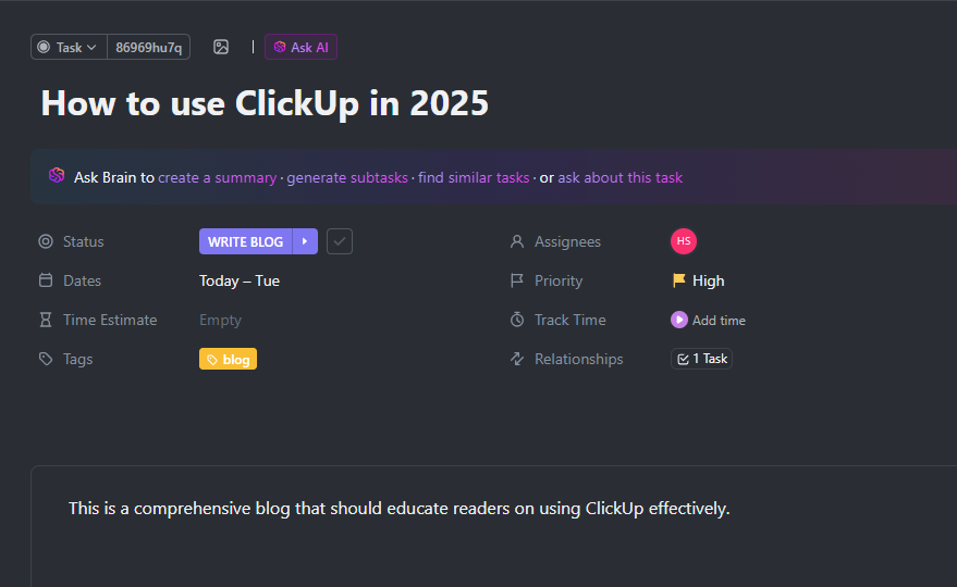 Define Task in ClickUp